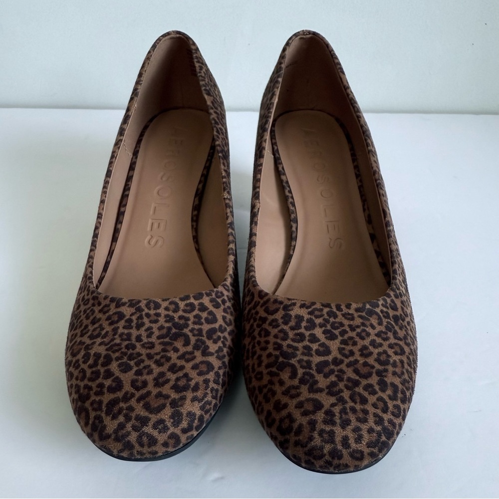 Aerosoles Women’s Leopard Print Block Heel Pumps Comfortable Round Toe - Picture 2 of 8
